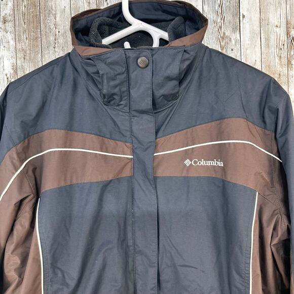 Columbia Interchange 2 In 1‎ Jacket Womens M Black Brown Removable Fleece Jacket - Picture 3 of 11